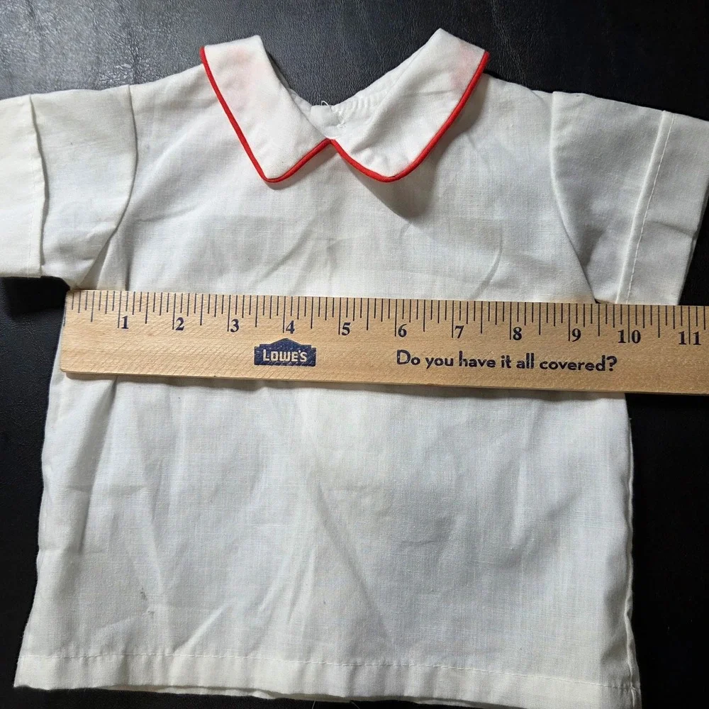 Trotter Street Vintage Overalls Set Kids 6M Blue White Good Animal Applique